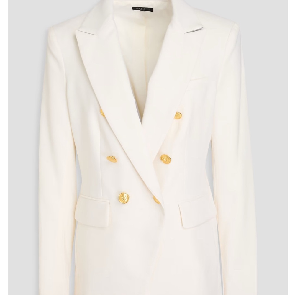 RAG & BONE
Preston double-breasted wool-blend crepe blazer with Gold Buttons